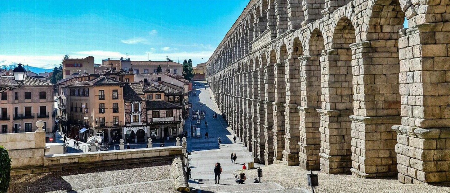 An aquaduct in Segovia, Spain.